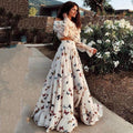 summer new european and american butterfly print dress two-piece set, bohemian maxi beach dress