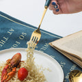 Nordic creative ceramic fruit fork coffee spoon stainless steel cutlery mooncake knife fork dark green steak knife fork spoon