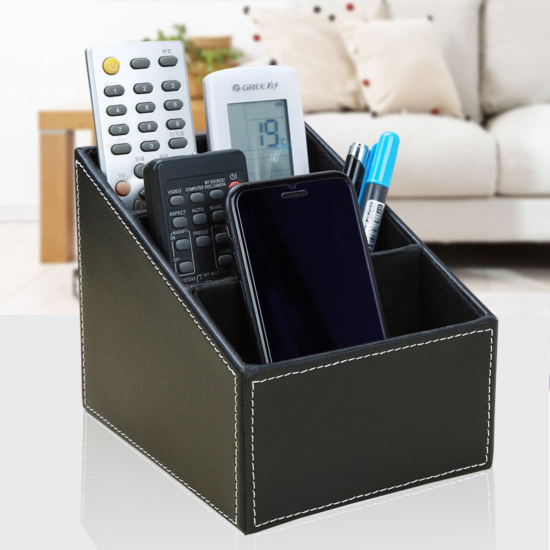 Creative Office Storage Box Modern Simple Desktop Leather Remote Control Finishing Box Partition Learning Stationery Shelf