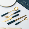 scandinavian ceramic handle fork coffee spoon stainless steel tableware mooncake knife and fork dark green steak knife and fork spoon