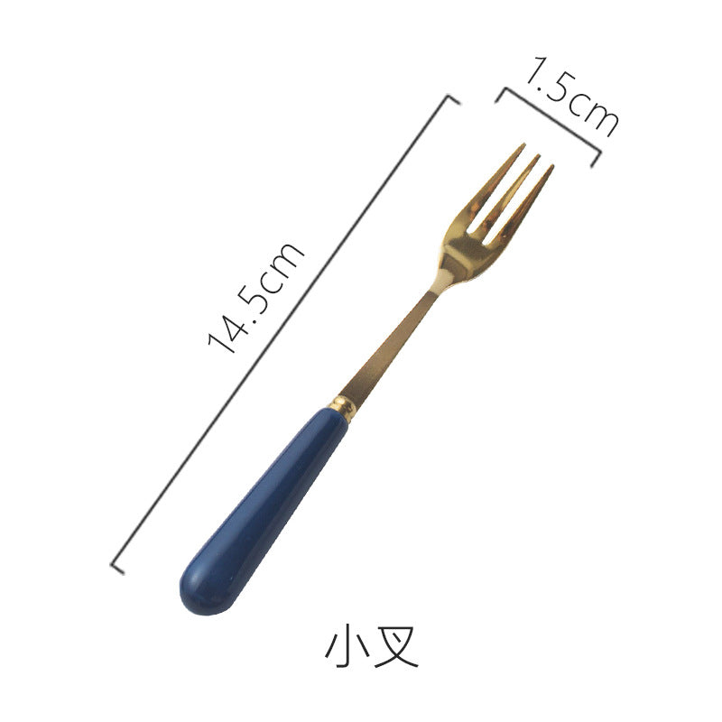 scandinavian ceramic handle fork coffee spoon stainless steel tableware mooncake knife and fork dark green steak knife and fork spoon