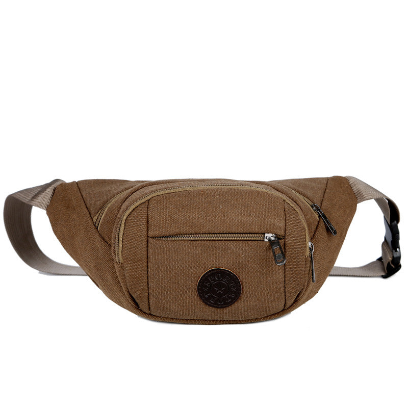 Cross-border fanny pack Men's outdoor sports Mountaineering Men's breast bag Canvas mobile phone bag Construction site work cashier messenger bag
