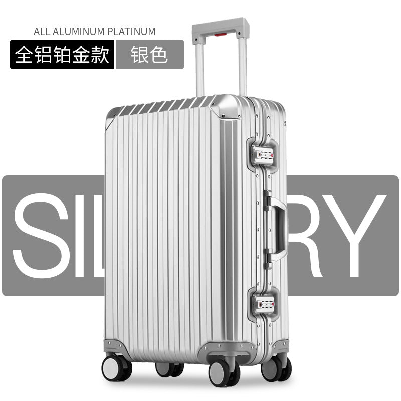 New all-aluminum magnesium alloy trolley case Universal wheel all-aluminum suitcase 20-inch boarding suitcase 28-inch metal case