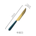 Nordic creative ceramic fruit fork coffee spoon stainless steel cutlery mooncake knife fork dark green steak knife fork spoon