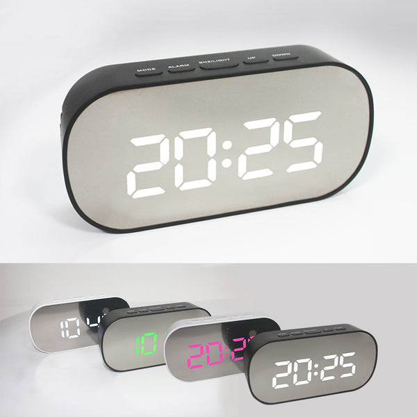 Multifunctional electronic clock Bedside alarm clock LED mirror clock Large screen digital clock Multi-color 6506