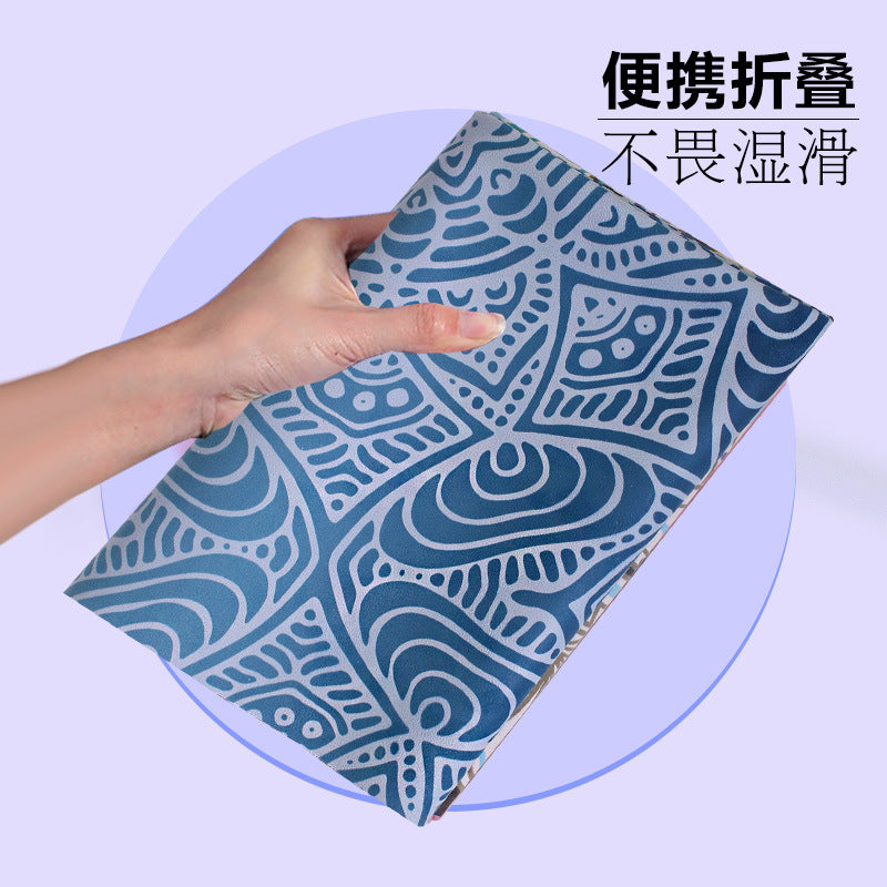 Yoga mat printed silent rubber 1.5mm ultra-thin home use suede shock-absorbing foldable portable mat