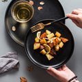 Creative black matte ceramic plate - western dinnerware, pasta plate, steak plate, fruit plate, vegetable plate - commercial light luxury retro style