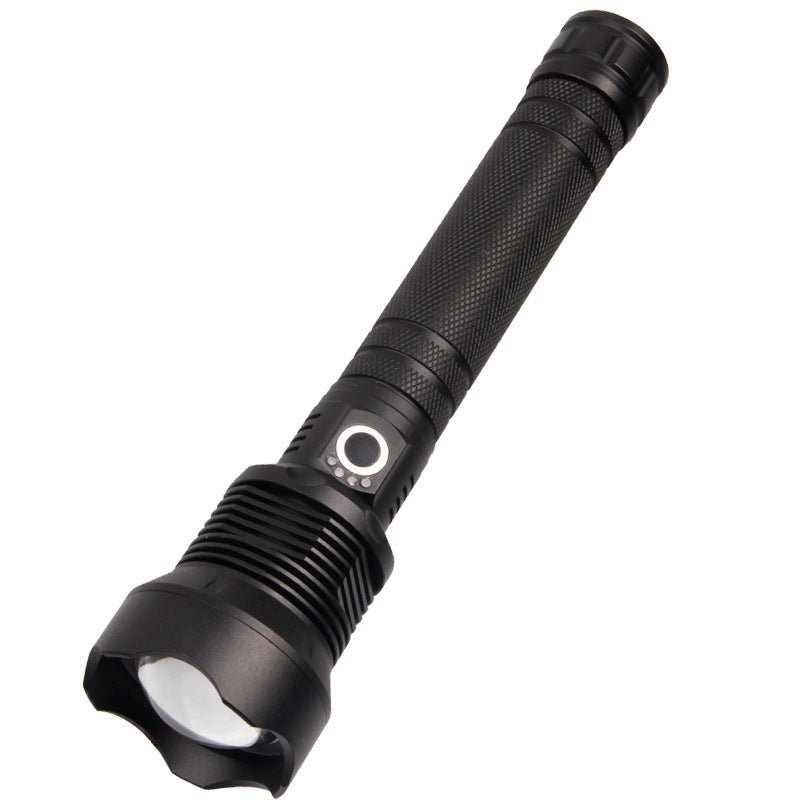 Cross-border P90 telescopic zoom outdoor flashlight new USB charging, power display aluminum alloy XHP70 flashlight
