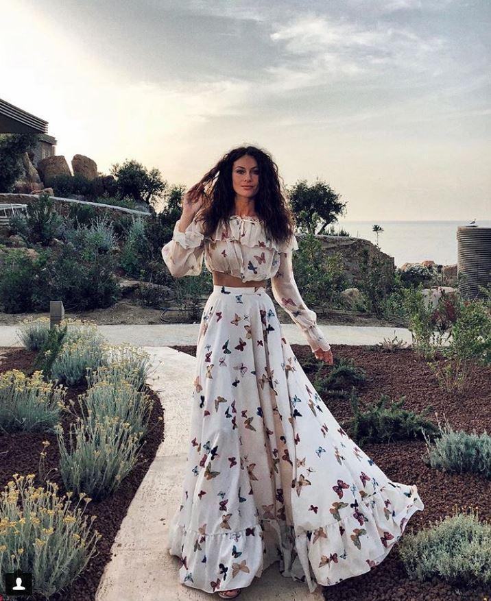 summer new european and american butterfly print dress two-piece set, bohemian maxi beach dress