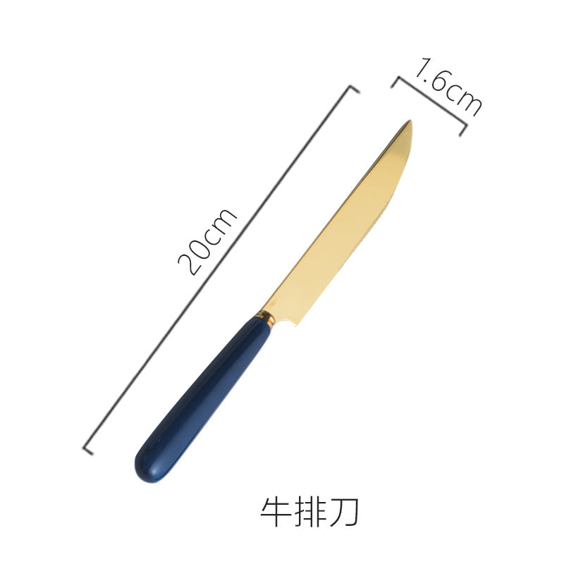 scandinavian ceramic handle fork coffee spoon stainless steel tableware mooncake knife and fork dark green steak knife and fork spoon