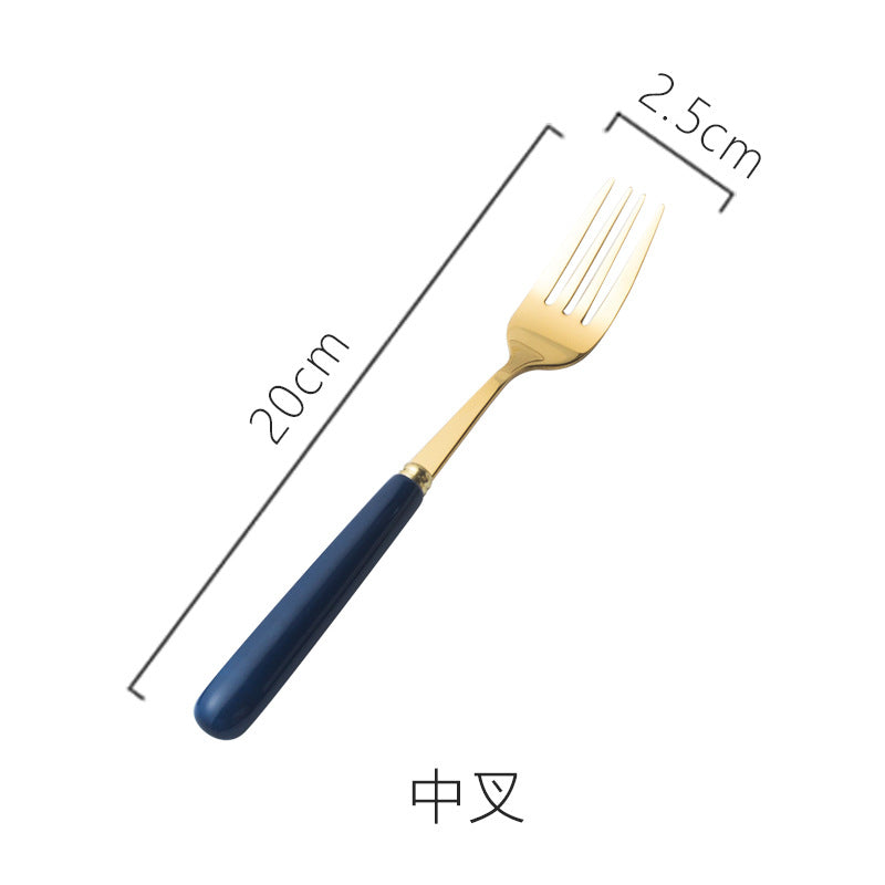 scandinavian ceramic handle fork coffee spoon stainless steel tableware mooncake knife and fork dark green steak knife and fork spoon