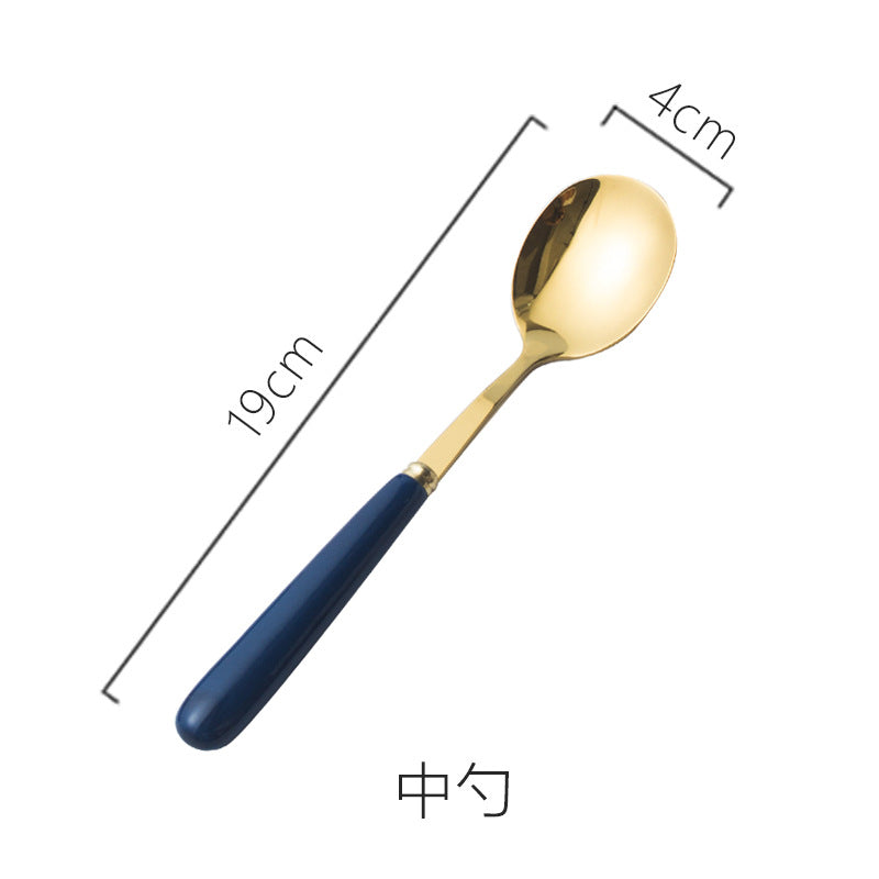 scandinavian ceramic handle fork coffee spoon stainless steel tableware mooncake knife and fork dark green steak knife and fork spoon