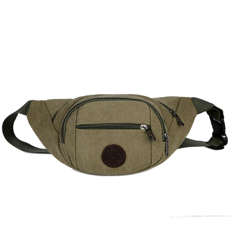 Cross-border fanny pack Men's outdoor sports Mountaineering Men's breast bag Canvas mobile phone bag Construction site work cashier messenger bag