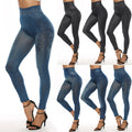 Xs-2xl imitation denim leggings for women -  &  bestseller - printed cropped pants - hot-selling cross-border women's apparel