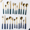 scandinavian ceramic handle fork coffee spoon stainless steel tableware mooncake knife and fork dark green steak knife and fork spoon