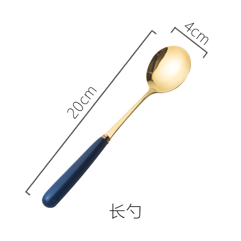 scandinavian ceramic handle fork coffee spoon stainless steel tableware mooncake knife and fork dark green steak knife and fork spoon