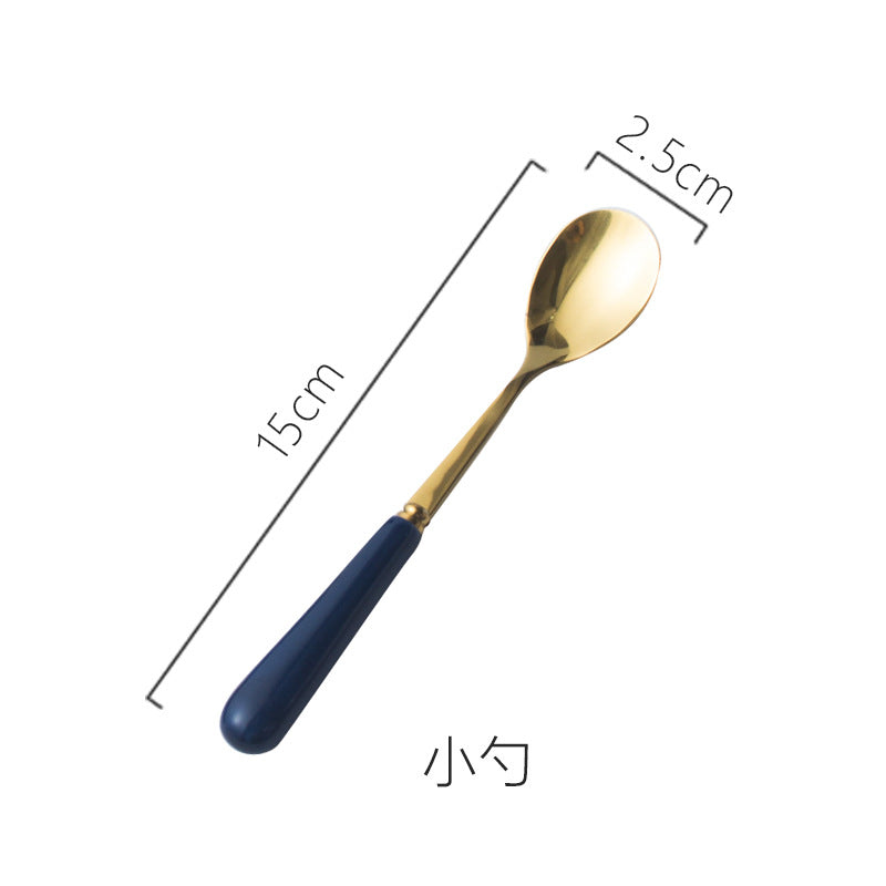 scandinavian ceramic handle fork coffee spoon stainless steel tableware mooncake knife and fork dark green steak knife and fork spoon