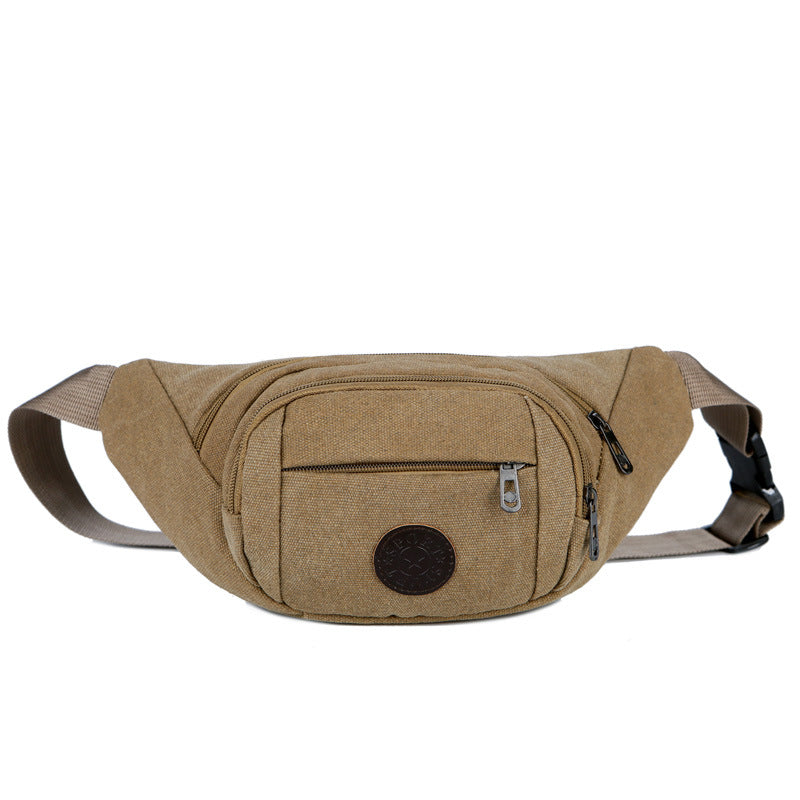 Cross-border fanny pack Men's outdoor sports Mountaineering Men's breast bag Canvas mobile phone bag Construction site work cashier messenger bag