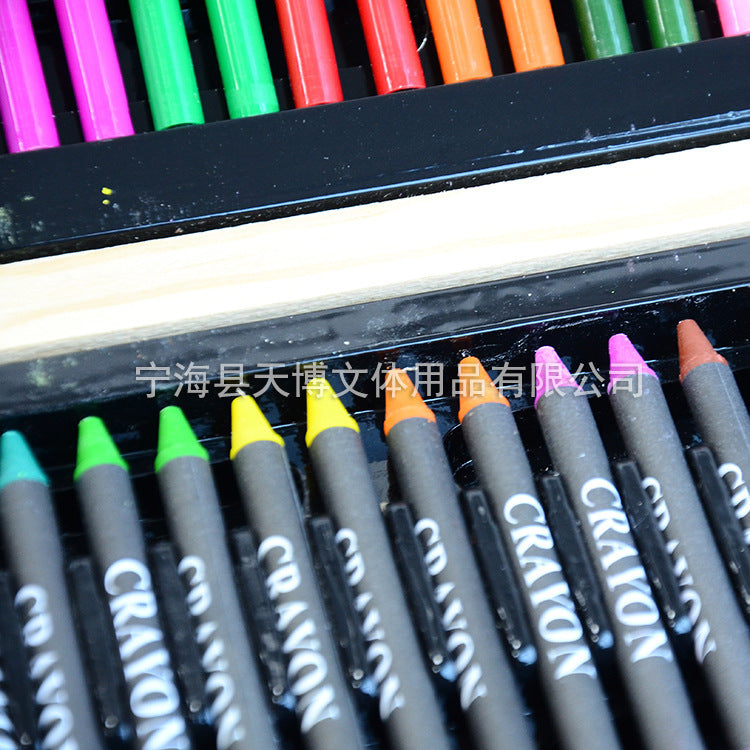 Customized painting pen set logo pattern, children's art graffiti stationery gift box 180 wooden box painting set