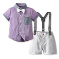 European and american summer cross-border children's clothing: boys' color block short-sleeve overalls, kids' outfit, birthday dress