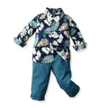 Wholesale foreign trade children's clothing: hong kong style boys' shirt floral top and dark trousers set - new spring collection for cross-border e-commerce