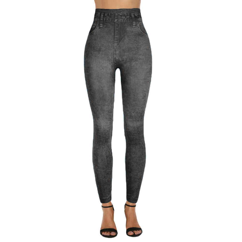 Xs-2xl imitation denim leggings for women -  &  bestseller - printed cropped pants - hot-selling cross-border women's apparel