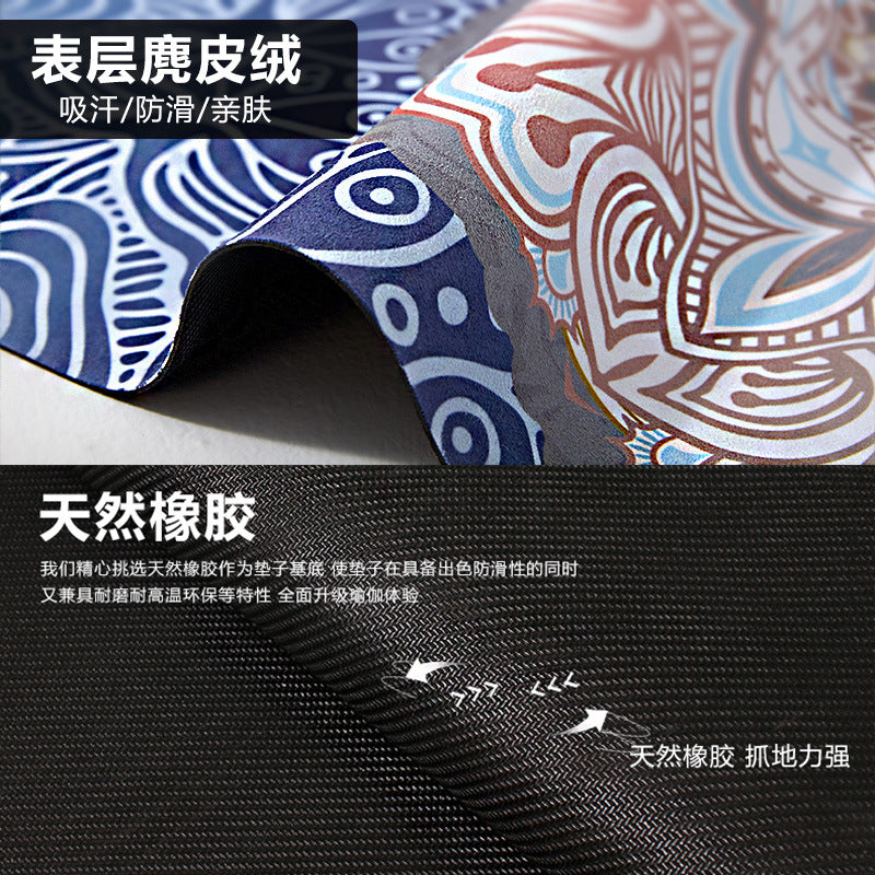 Yoga mat printed silent rubber 1.5mm ultra-thin home use suede shock-absorbing foldable portable mat