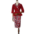 cross-border women's fashion:  hot-selling african style - collared ruffle top + leopard print slim-fit midi skirt