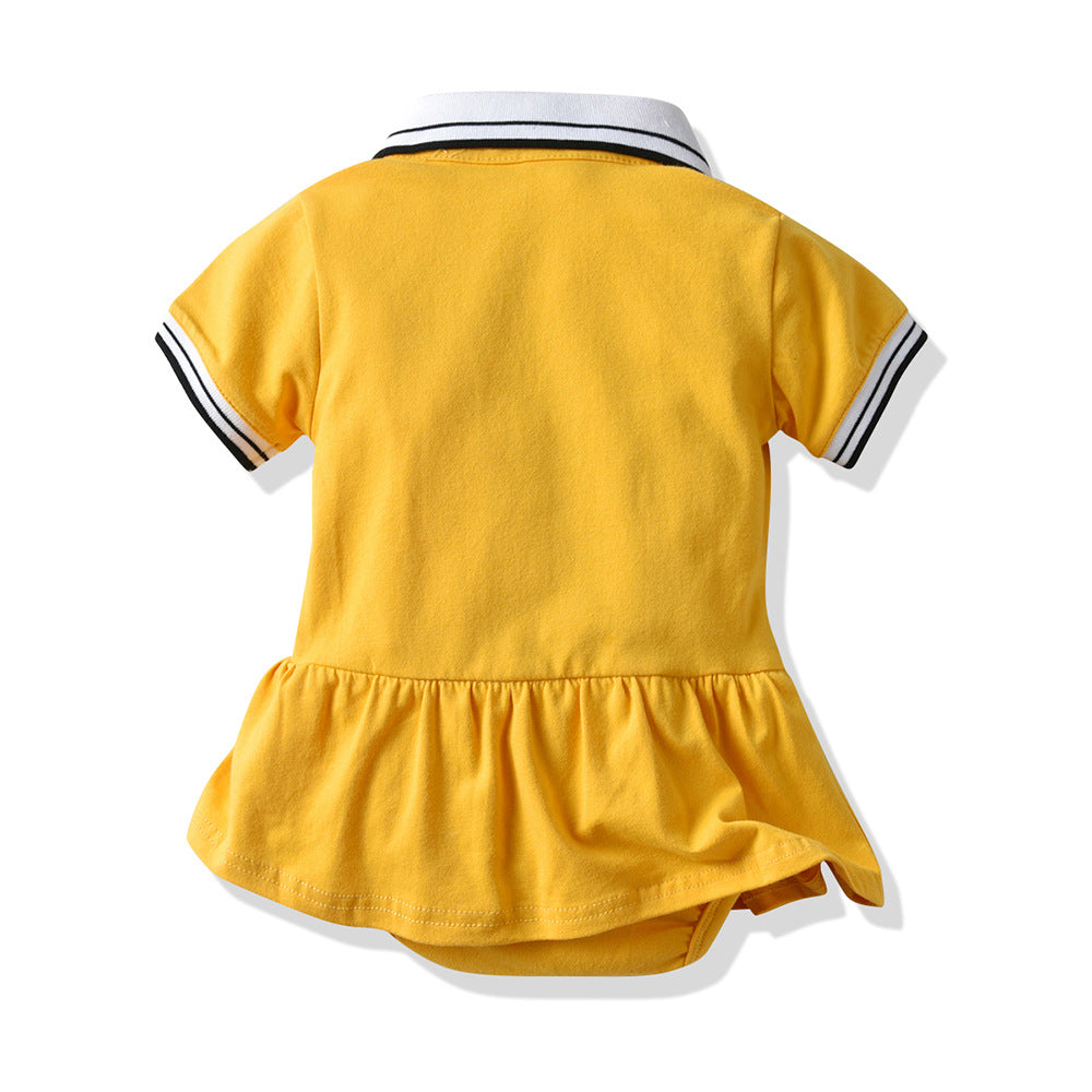 Summer children's clothing brother and sister bag butt clothes male and female baby polo lapel jumpsuit baby romper