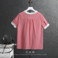 2025 amazon summer plaid chiffon base layer top - short sleeve lace v-neck blouse - chic & stylish for work and play