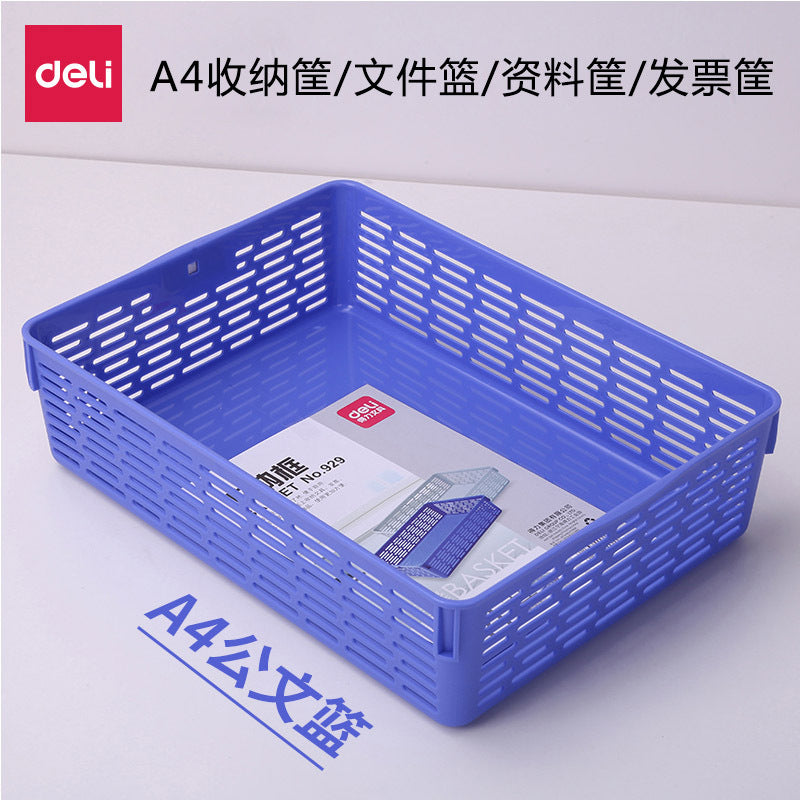 Deli 929 Blue Plastic A4 Document Basket Data Box Storage Basket Document Basket Data Basket Invoice Basket Official Document Basket