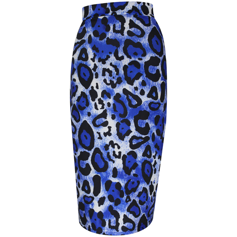 cross-border women's fashion:  hot-selling african style - collared ruffle top + leopard print slim-fit midi skirt