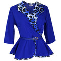 cross-border women's fashion:  hot-selling african style - collared ruffle top + leopard print slim-fit midi skirt