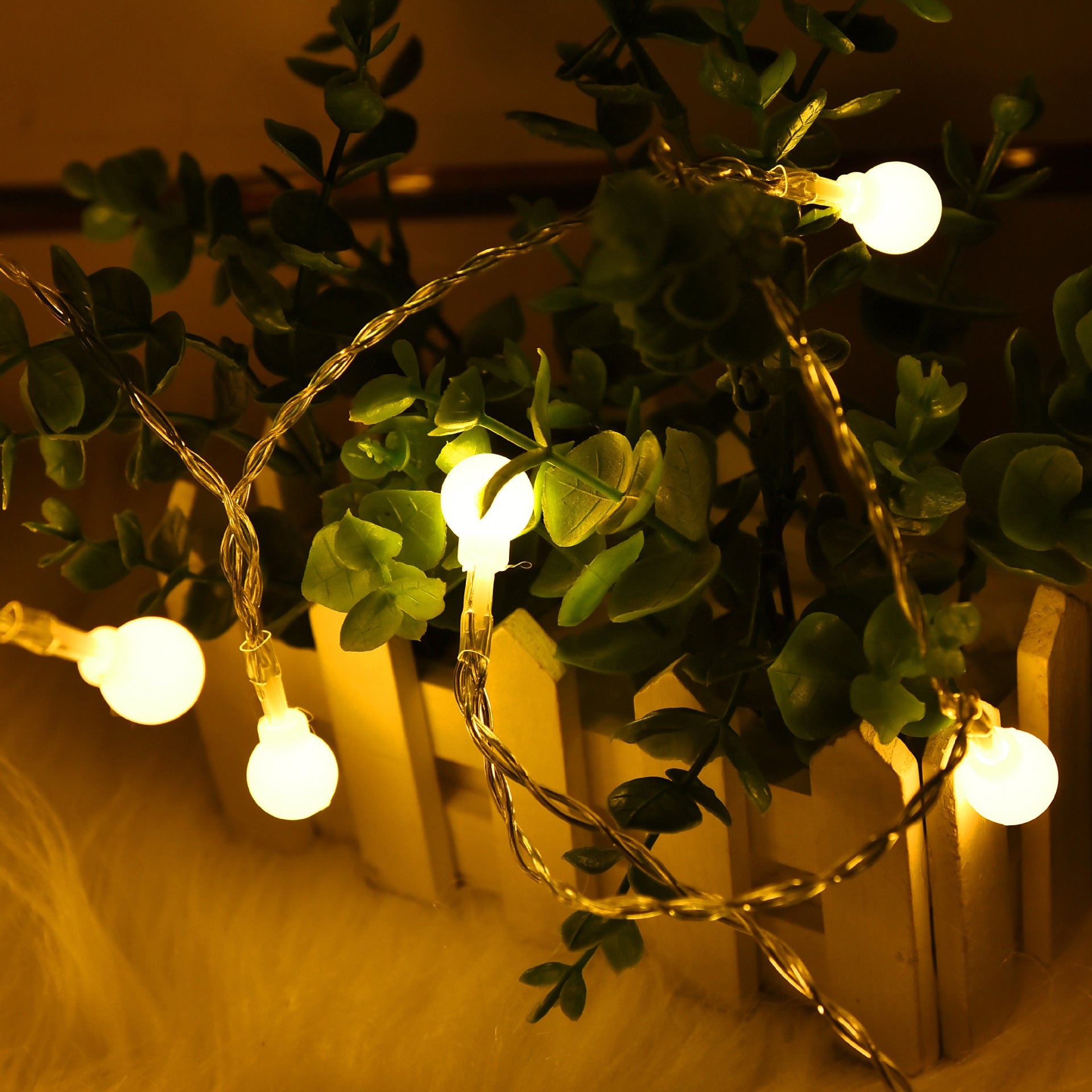 Outdoor camping led round ball light string courtyard Christmas holiday lights string outdoor battery box decoration small round ball light