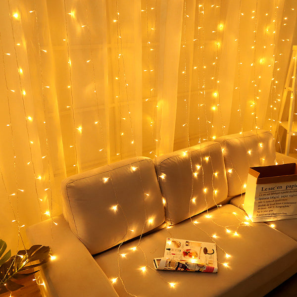 Cross-border led curtain light string room bedroom holiday arrangement copper wire light live streaming host background ins decorative curtain light