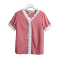 2025 amazon summer plaid chiffon base layer top - short sleeve lace v-neck blouse - chic & stylish for work and play