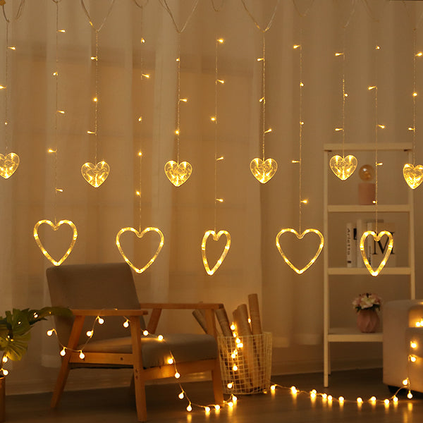 Creative big five-pointed star holding moon-shaped led light string, wedding curtain decoration wedding festival Christmas scene string lights