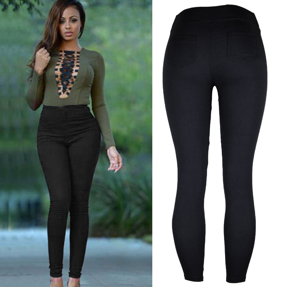 hot seller:  &  autumn new arrivals - women's high-waisted pencil pants, cropped length, european & american style casual pants
