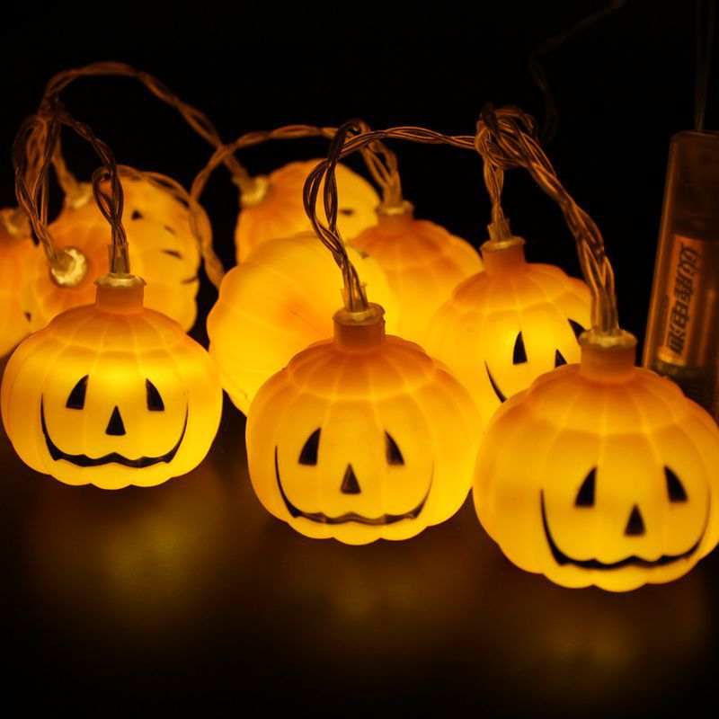 Hot-selling LED pumpkin light string Halloween party light string Festive atmosphere decorative battery box LED pumpkin light string