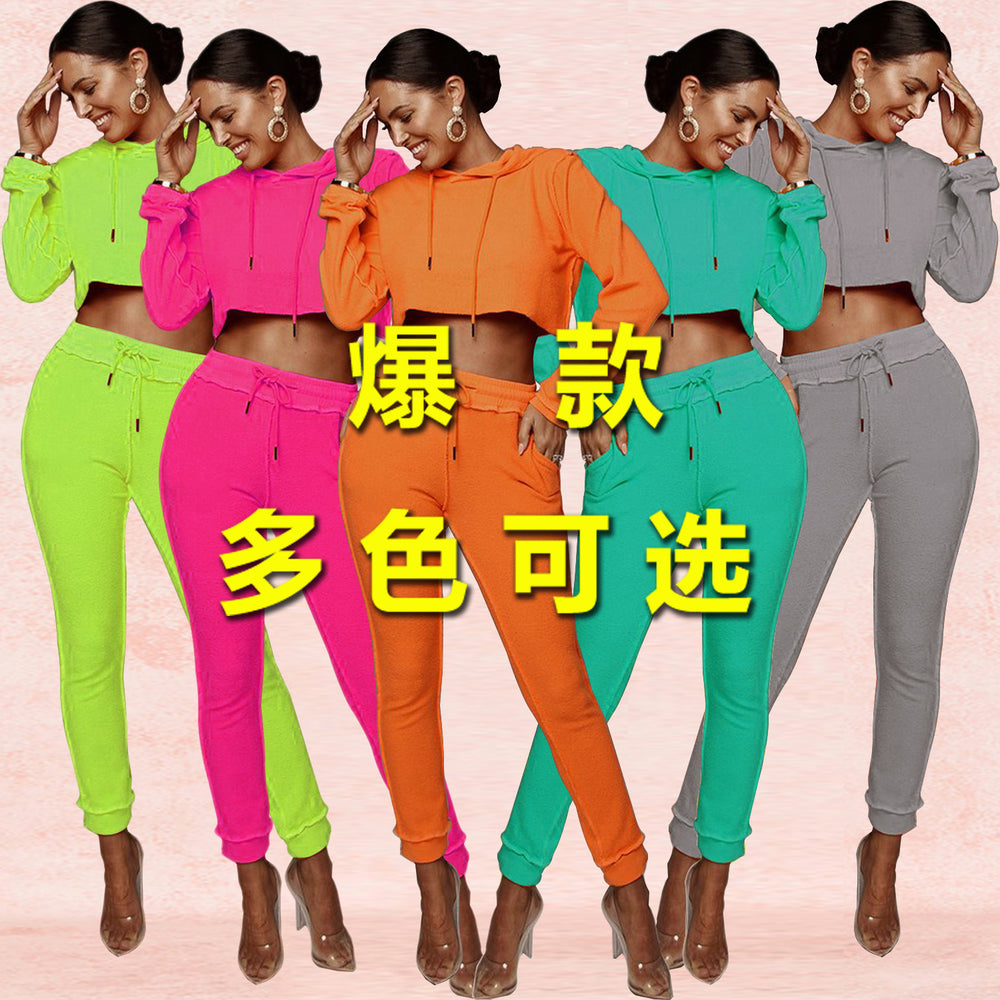 H3276 special offer: no returns or exchanges. please purchase with care. cross-border fashion women's casual activewear two-piece set (sweatshirt & bottoms)