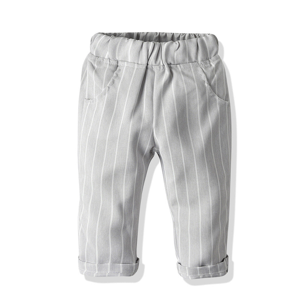 New korean style boys' spring/autumn vest, shirt, and pants three-piece set - perfect for birthdays, first birthdays, and performance outfits