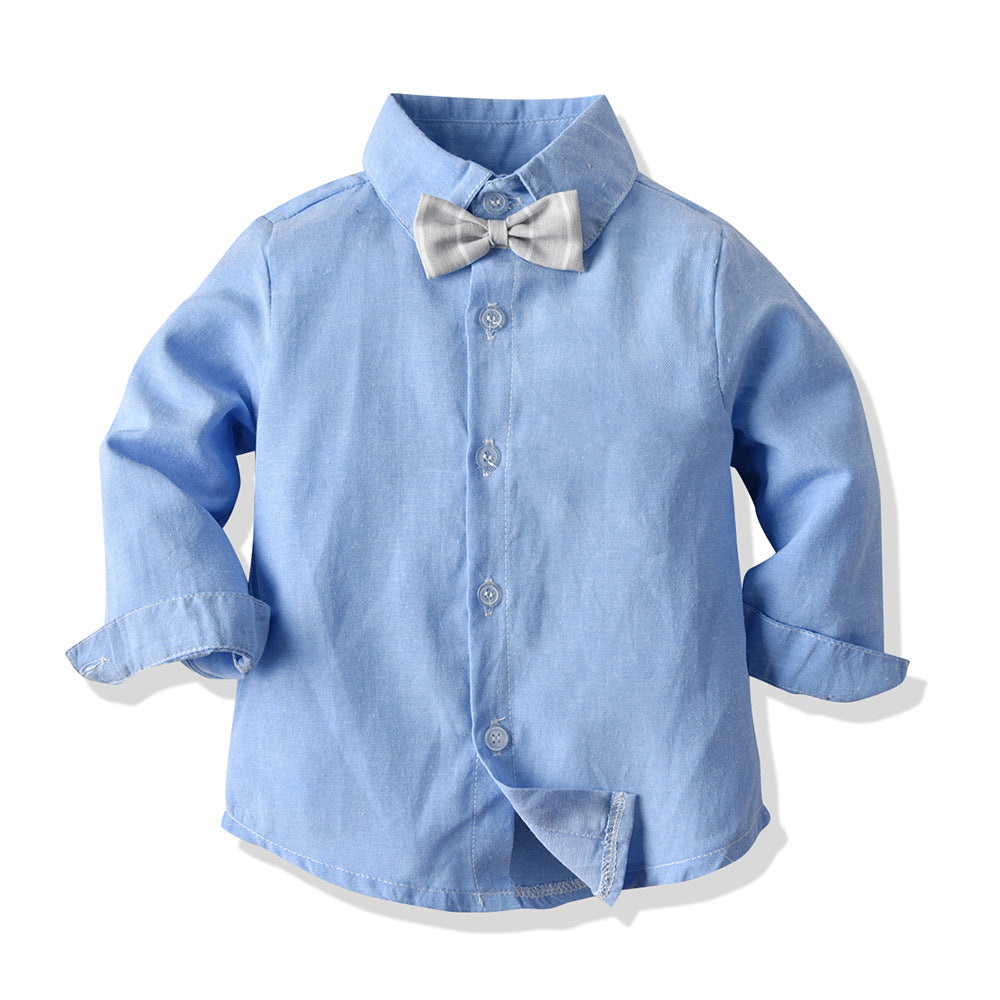 New korean style boys' spring/autumn vest, shirt, and pants three-piece set - perfect for birthdays, first birthdays, and performance outfits