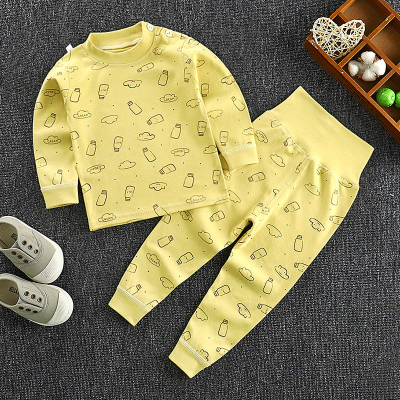 Spring & fall children's clothing kids high waist belly protection pants suit baby pure cottonintimates boys and girls autumn clothes and long trousers one piece dropshipping