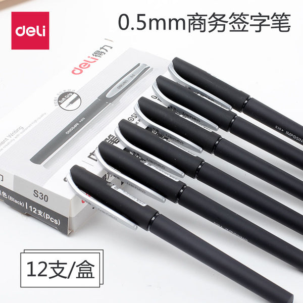 Deli Stationery S30 Neutral Pen Frosted Pen Holder Business Signature Pen 0.5mm Office Black Flower Pen Carbon Pen