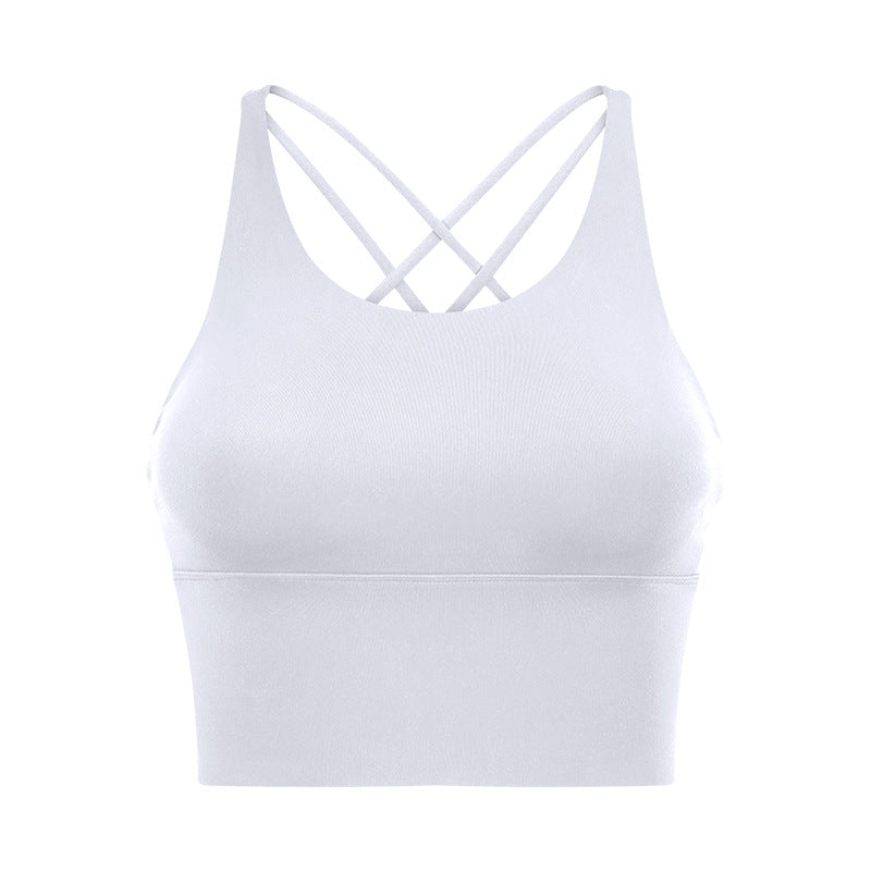 New arrival thin shoulder strap cross back sports intimates women's new arrivalsexybackless fitness yoga bra d19095