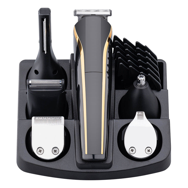 Electric hair clipper multifunctional electric grooming suit nose hair trimmer hairdresser bald shaver digital display shaver washable portable
