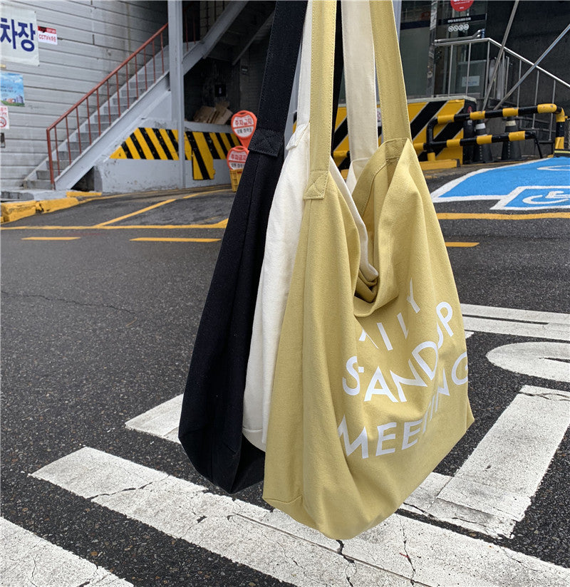 Bag Women's Bag New Korean Version Crossbody Shoulder Bag Canvas Bag Women's Japanese Harajuku Alphabet Large Capacity Canvas Bag Women's