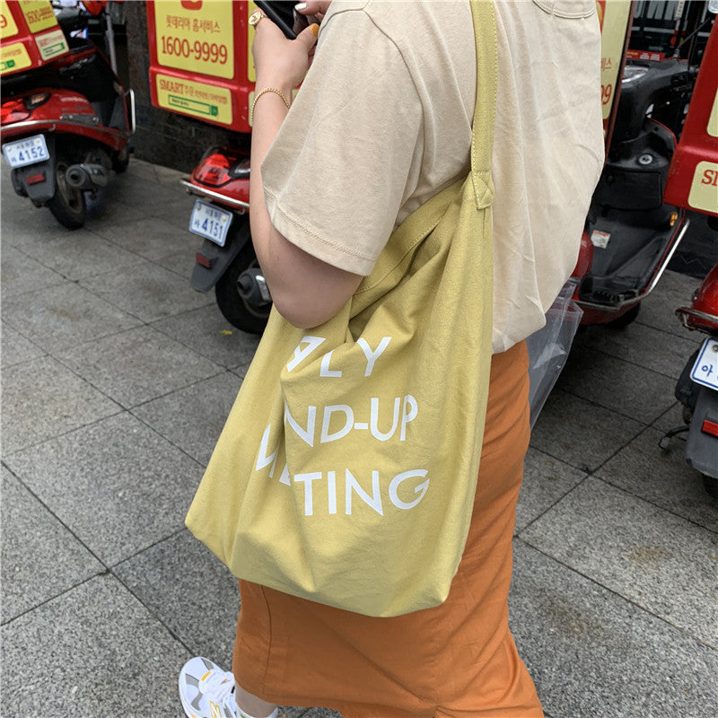 Bag Women's Bag New Korean Version Crossbody Shoulder Bag Canvas Bag Women's Japanese Harajuku Alphabet Large Capacity Canvas Bag Women's
