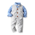 New korean style boys' spring/autumn vest, shirt, and pants three-piece set - perfect for birthdays, first birthdays, and performance outfits