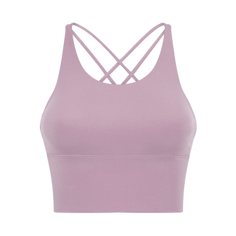 New arrival thin shoulder strap cross back sports intimates women's new arrivalsexybackless fitness yoga bra d19095